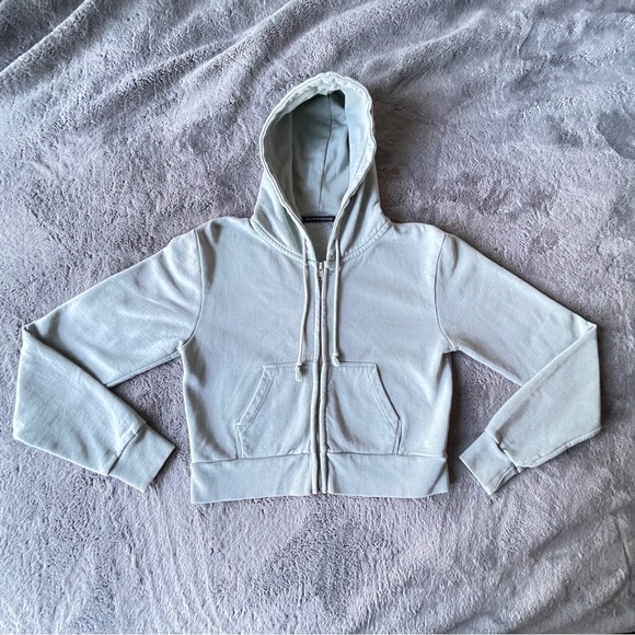 Brandy Melville Crystal Crop Hoodie O/S Green - Picture 5 of 8